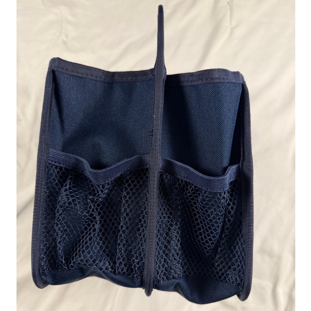 Thirty-One Double Duty Caddy Navy Blue Striped Anchor Nautical Utility Tote Bag - Picture 3 of 7